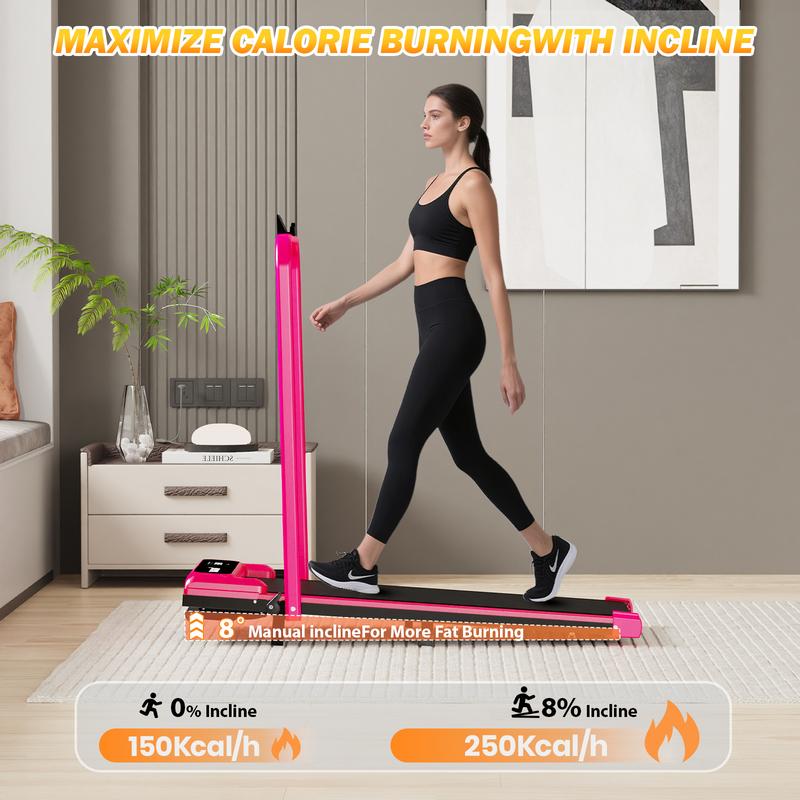 FitNest's Foldable Treadmill - 3 in 1 Mini Walking Machine with Incline Pad and Handle Bar for Home Use 2.5HP Low Noise Treadmill Featuring Remote Control